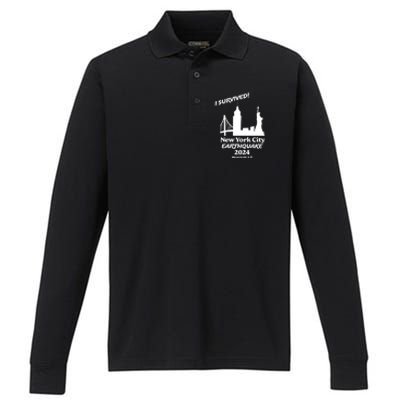 2024 New York City Earthquake Survivor Natural Disaster Performance Long Sleeve Polo