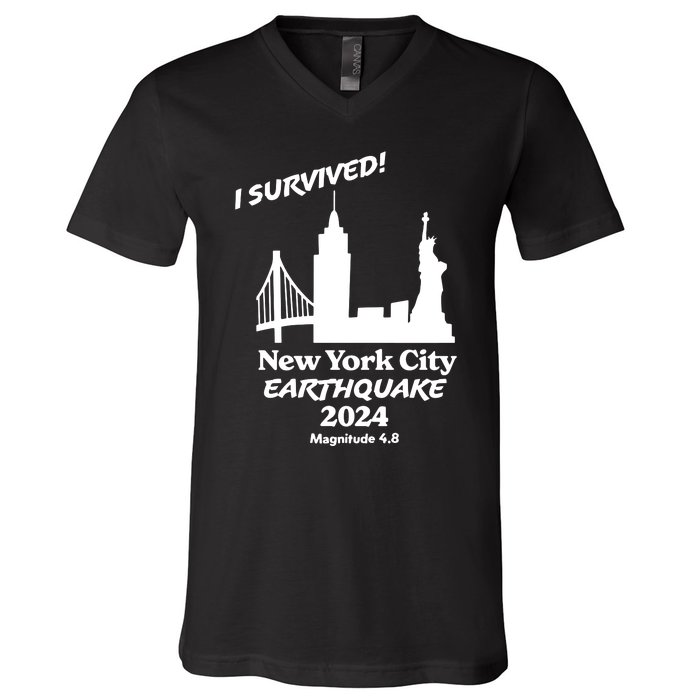 2024 New York City Earthquake Survivor Natural Disaster V-Neck T-Shirt