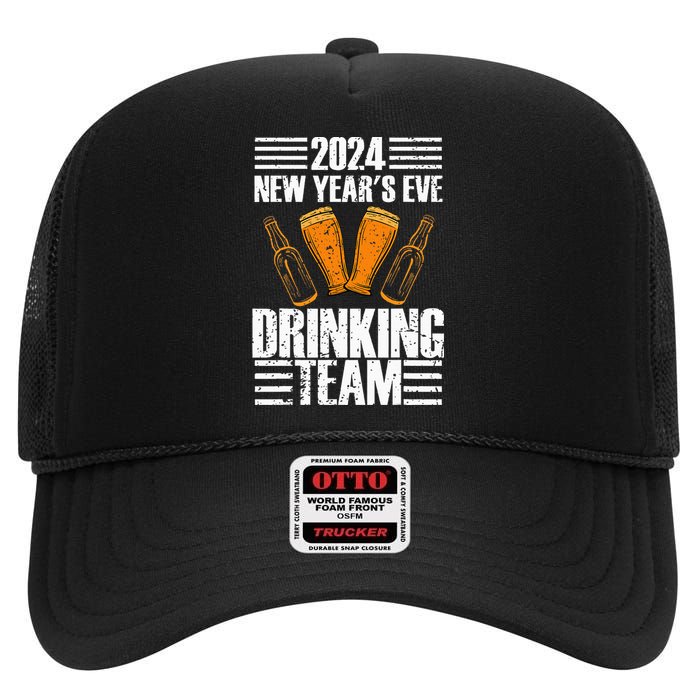 2024 New Year's Eve Drinking Team Fun New Years Party High Crown Mesh Back Trucker Hat