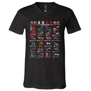 2024 Open Wheel Formula Racing World Circuits Race Tracks Gift V-Neck T-Shirt