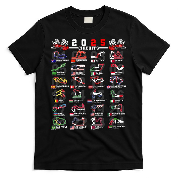 2025 Open Wheel Formula Racing World Circuits Race Tracks T-Shirt