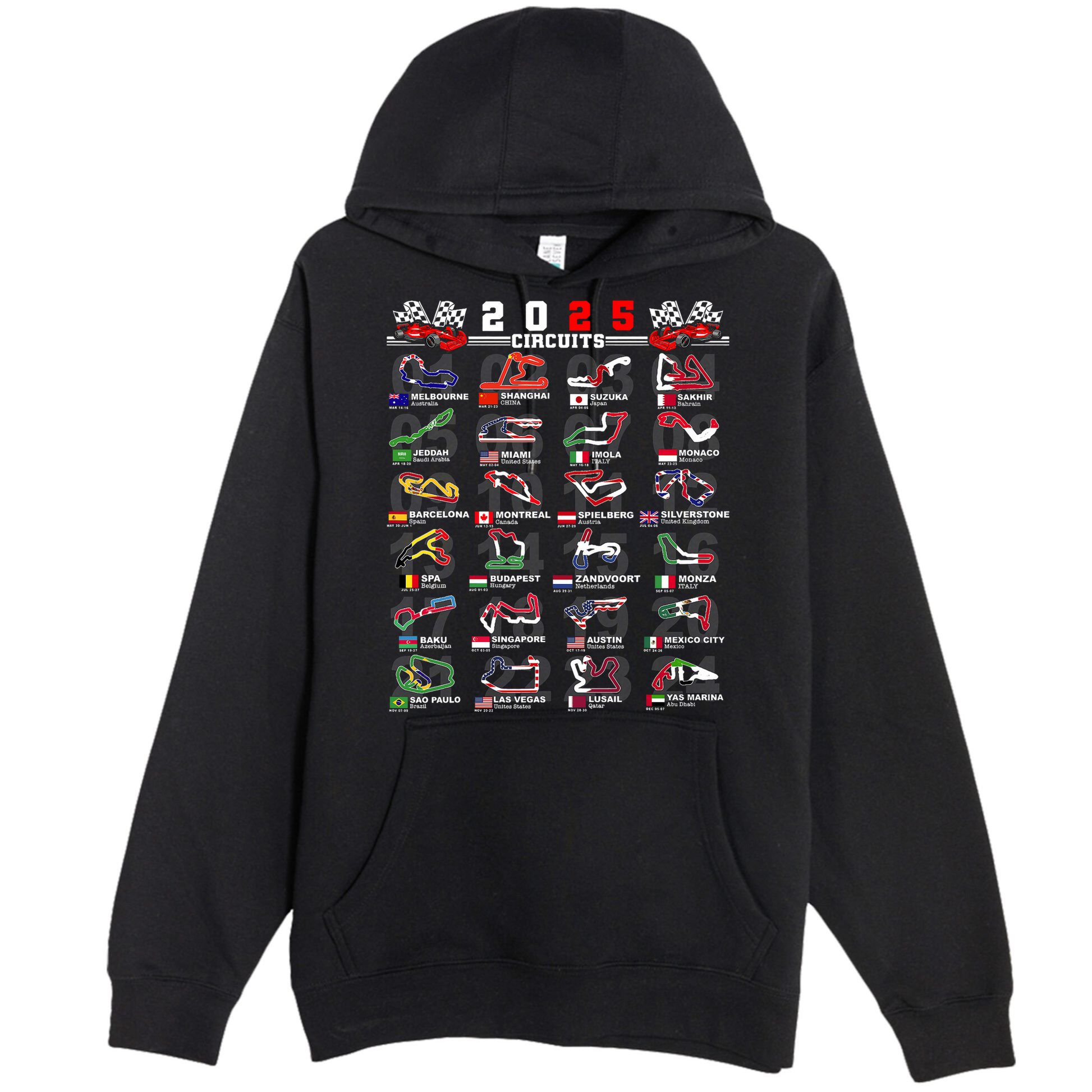 2025 Open Wheel Formula Racing World Circuits Race Tracks Premium Pullover Hoodie