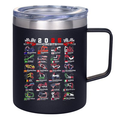 2025 Open Wheel Formula Racing World Circuits Race Tracks 12oz Stainless Steel Coffee Mug