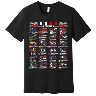 2025 Open Wheel Formula Racing World Circuits Race Tracks Premium T-Shirt