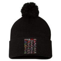 2025 Open Wheel Formula Racing World Circuits Race Tracks Pom Pom 12in Knit Beanie