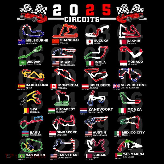 2025 Open Wheel Formula Racing World Circuits Race Tracks Baby Bodysuit