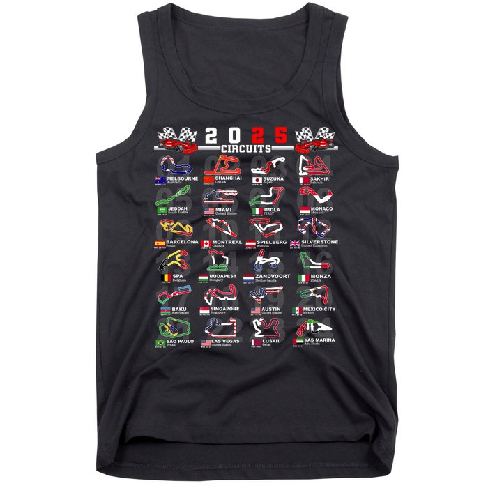 2025 Open Wheel Formula Racing World Circuits Race Tracks Tank Top