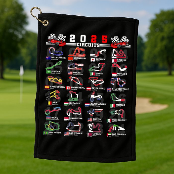 2025 Open Wheel Formula Racing World Circuits Race Tracks Golf Towel