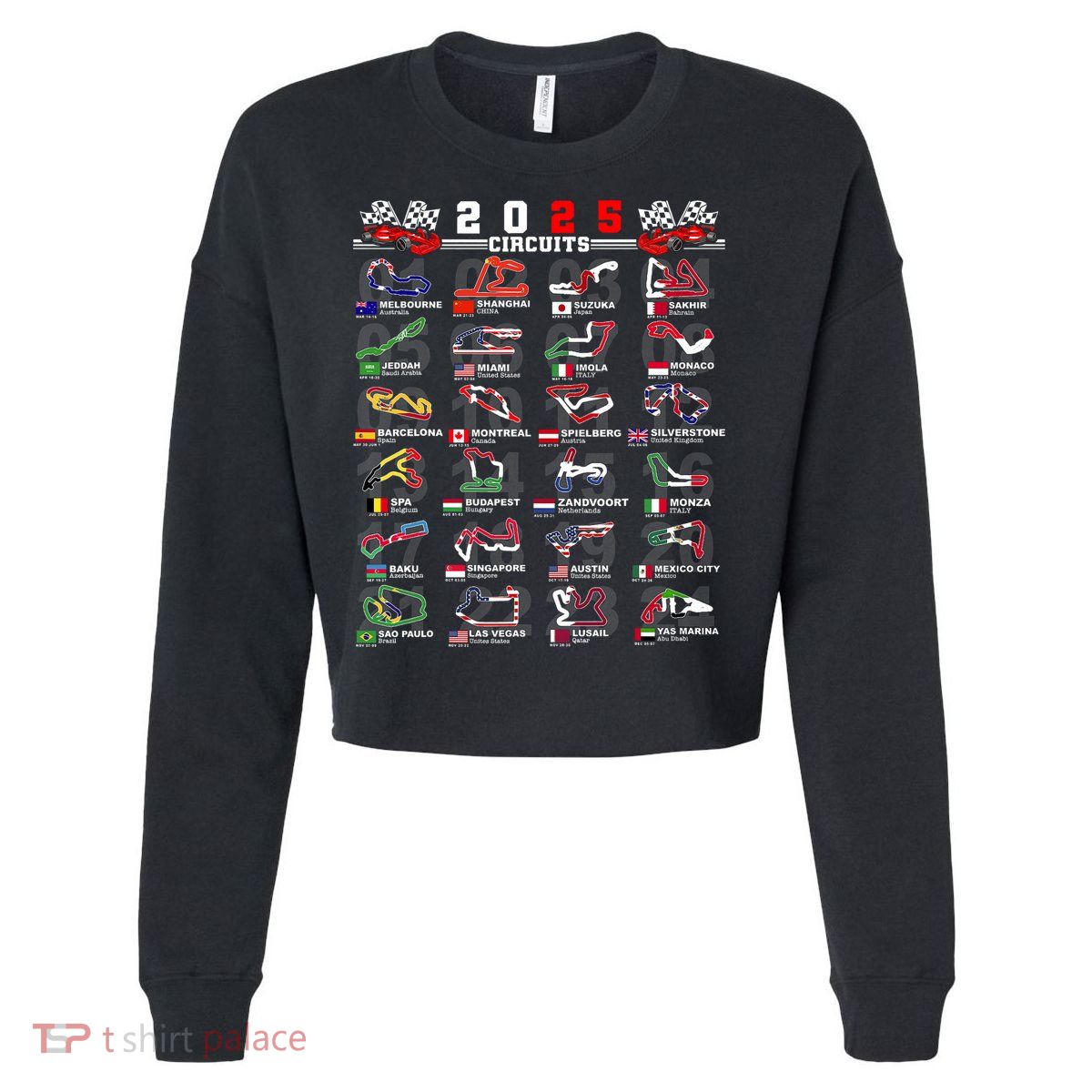 2025 Open Wheel Formula Racing World Circuits Race Tracks Cropped Pullover Crew