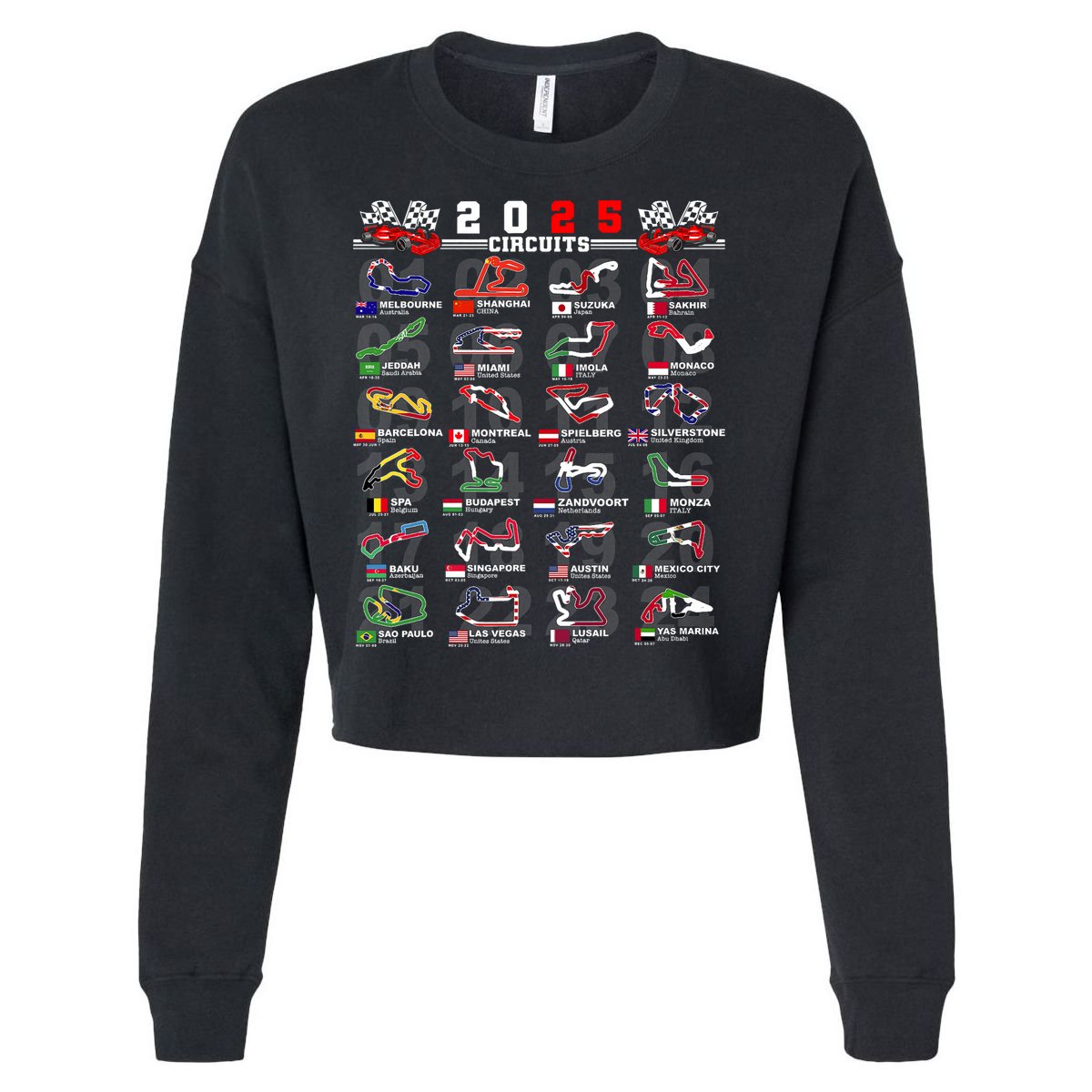 2025 Open Wheel Formula Racing World Circuits Race Tracks Cropped Pullover Crew