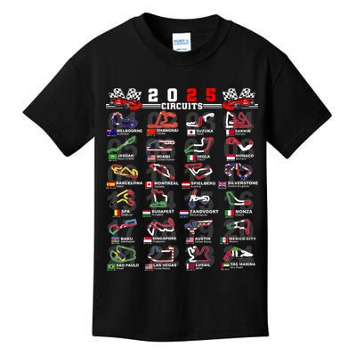 2025 Open Wheel Formula Racing World Circuits Race Tracks Kids T-Shirt