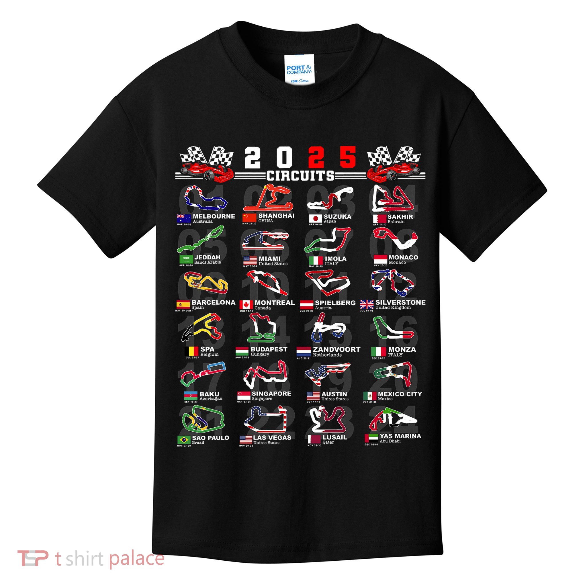 2025 Open Wheel Formula Racing World Circuits Race Tracks Kids T-Shirt