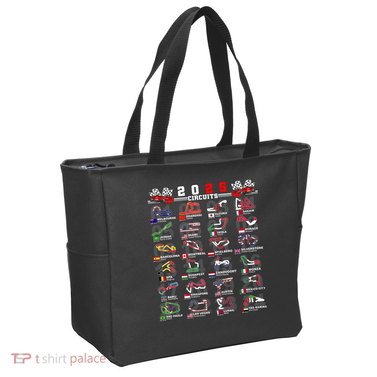 2025 Open Wheel Formula Racing World Circuits Race Tracks Zip Tote Bag