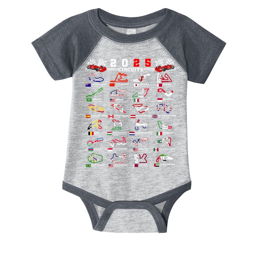 2025 Open Wheel Formula Racing World Circuits Race Tracks Infant Baby Jersey Bodysuit
