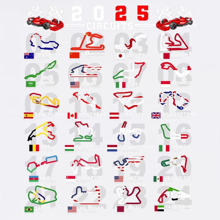 2025 Open Wheel Formula Racing World Circuits Race Tracks Garment-Dyed Sweatshirt