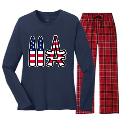 2A Patriotic Women's Long Sleeve Flannel Pajama Set 