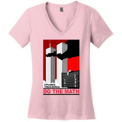 2 Planes 3 Buildings Do The Math Women's V-Neck T-Shirt