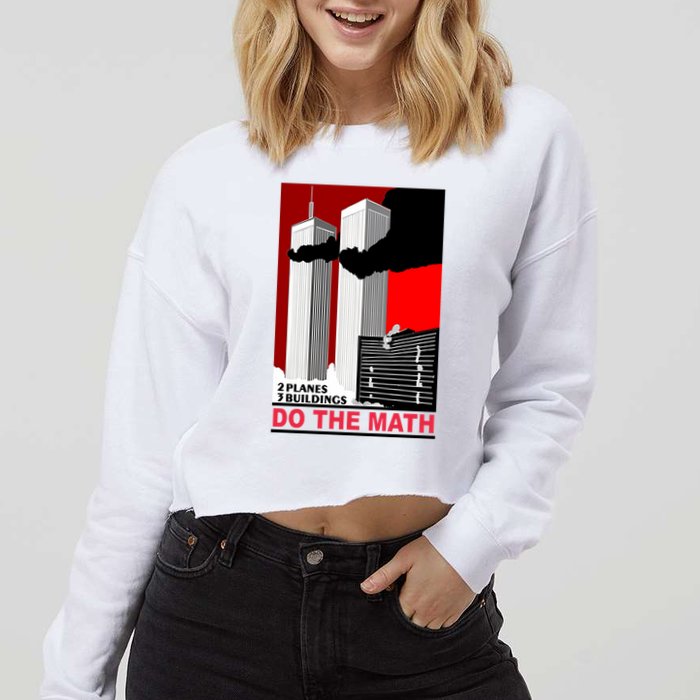 2 Planes 3 Buildings Do The Math Cropped Pullover Crew