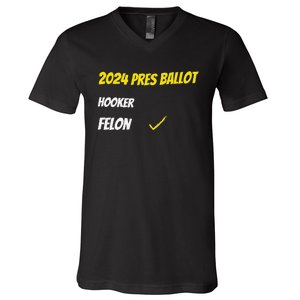 2024 Pres Ballot Hooker Felon V-Neck T-Shirt