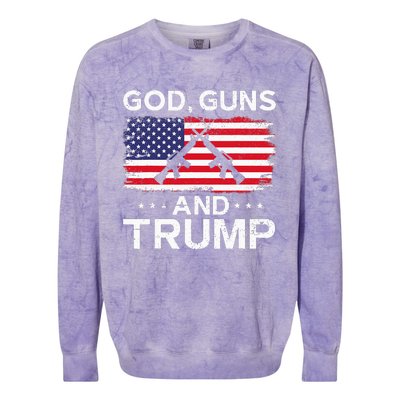 2024 President Donald Trump God Guns And Trump Colorblast Crewneck Sweatshirt