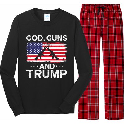 2024 President Donald Trump God Guns And Trump Long Sleeve Pajama Set