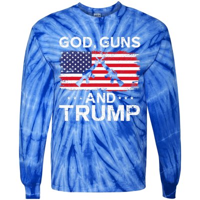 2024 President Donald Trump God Guns And Trump Tie-Dye Long Sleeve Shirt