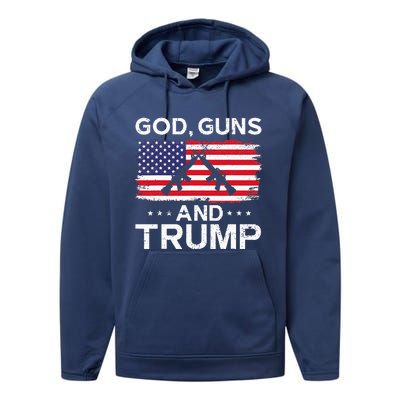 2024 President Donald Trump God Guns And Trump Performance Fleece Hoodie