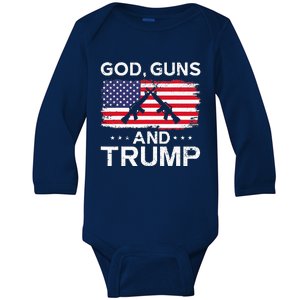 2024 President Donald Trump God Guns And Trump Baby Long Sleeve Bodysuit