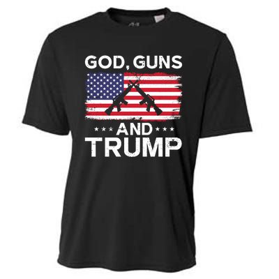 2024 President Donald Trump God Guns And Trump Long Sleeve Cooling Performance Crew T-Shirt