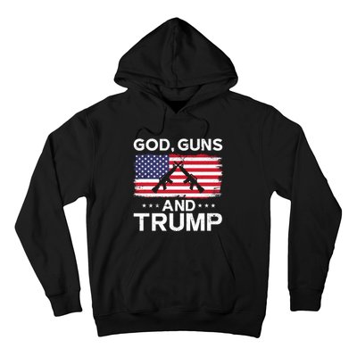 2024 President Donald Trump God Guns And Trump Long Sleeve Hoodie