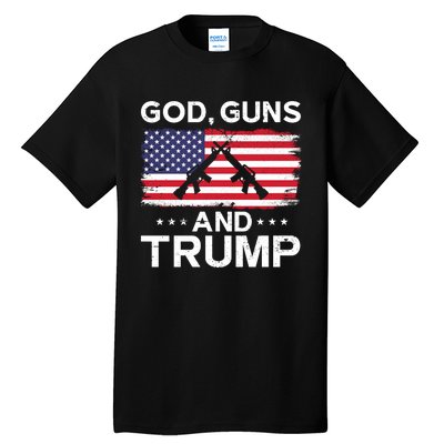 2024 President Donald Trump God Guns And Trump Long Sleeve Tall T-Shirt