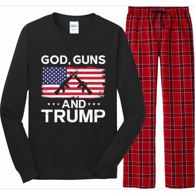 2024 President Donald Trump God Guns And Trump Long Sleeve Long Sleeve Pajama Set