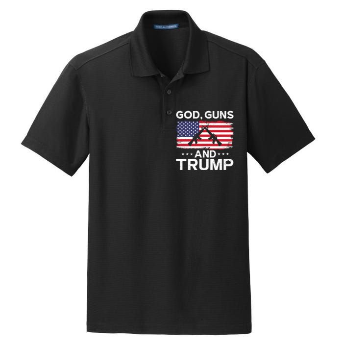 2024 President Donald Trump God Guns And Trump Long Sleeve Dry Zone Grid Polo