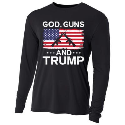 2024 President Donald Trump God Guns And Trump Long Sleeve Cooling Performance Long Sleeve Crew