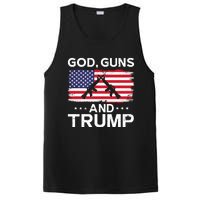 2024 President Donald Trump God Guns And Trump Long Sleeve PosiCharge Competitor Tank