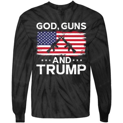 2024 President Donald Trump God Guns And Trump Long Sleeve Tie-Dye Long Sleeve Shirt