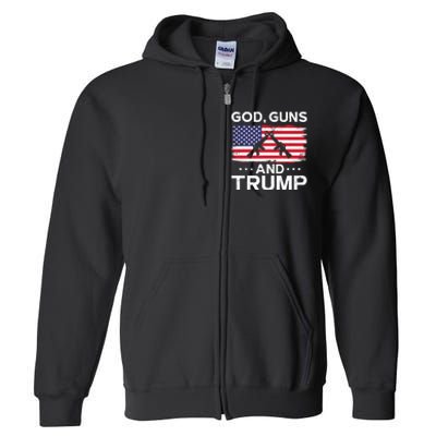 2024 President Donald Trump God Guns And Trump Long Sleeve Full Zip Hoodie