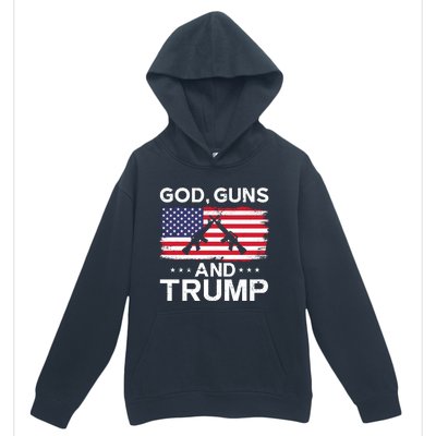 2024 President Donald Trump God Guns And Trump Long Sleeve Urban Pullover Hoodie