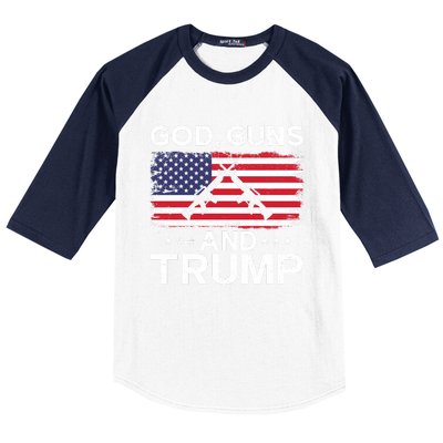 2024 President Donald Trump God Guns And Trump Long Sleeve Baseball Sleeve Shirt