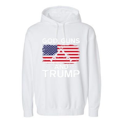 2024 President Donald Trump God Guns And Trump Long Sleeve Garment-Dyed Fleece Hoodie