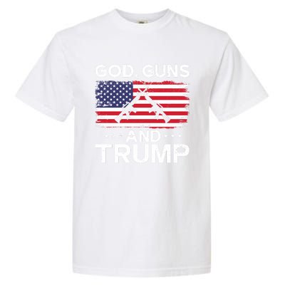 2024 President Donald Trump God Guns And Trump Long Sleeve Garment-Dyed Heavyweight T-Shirt