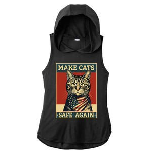 2024 Presidential Election Make Cats Safe Again Ladies PosiCharge Tri-Blend Wicking Draft Hoodie Tank