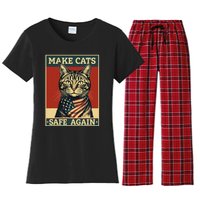 2024 Presidential Election Make Cats Safe Again Women's Flannel Pajama Set