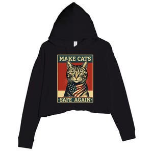 2024 Presidential Election Make Cats Safe Again Crop Fleece Hoodie