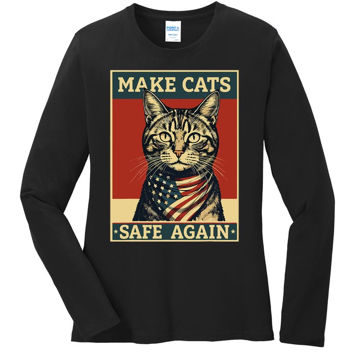 2024 Presidential Election Make Cats Safe Again Ladies Long Sleeve Shirt