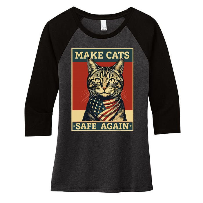 2024 Presidential Election Make Cats Safe Again Women's Tri-Blend 3/4-Sleeve Raglan Shirt