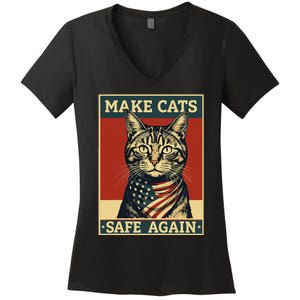 2024 Presidential Election Make Cats Safe Again Women's V-Neck T-Shirt