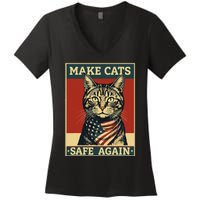 2024 Presidential Election Make Cats Safe Again Women's V-Neck T-Shirt