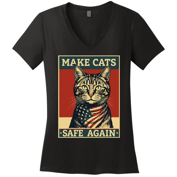 2024 Presidential Election Make Cats Safe Again Women's V-Neck T-Shirt