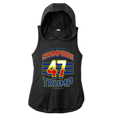 2024 Presidential Election Champions Trump Vance Ladies PosiCharge Tri-Blend Wicking Draft Hoodie Tank